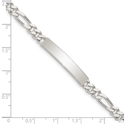 7.5 Inch Sterling Silver Polished Engraveable Figaro Link Id Bracelet