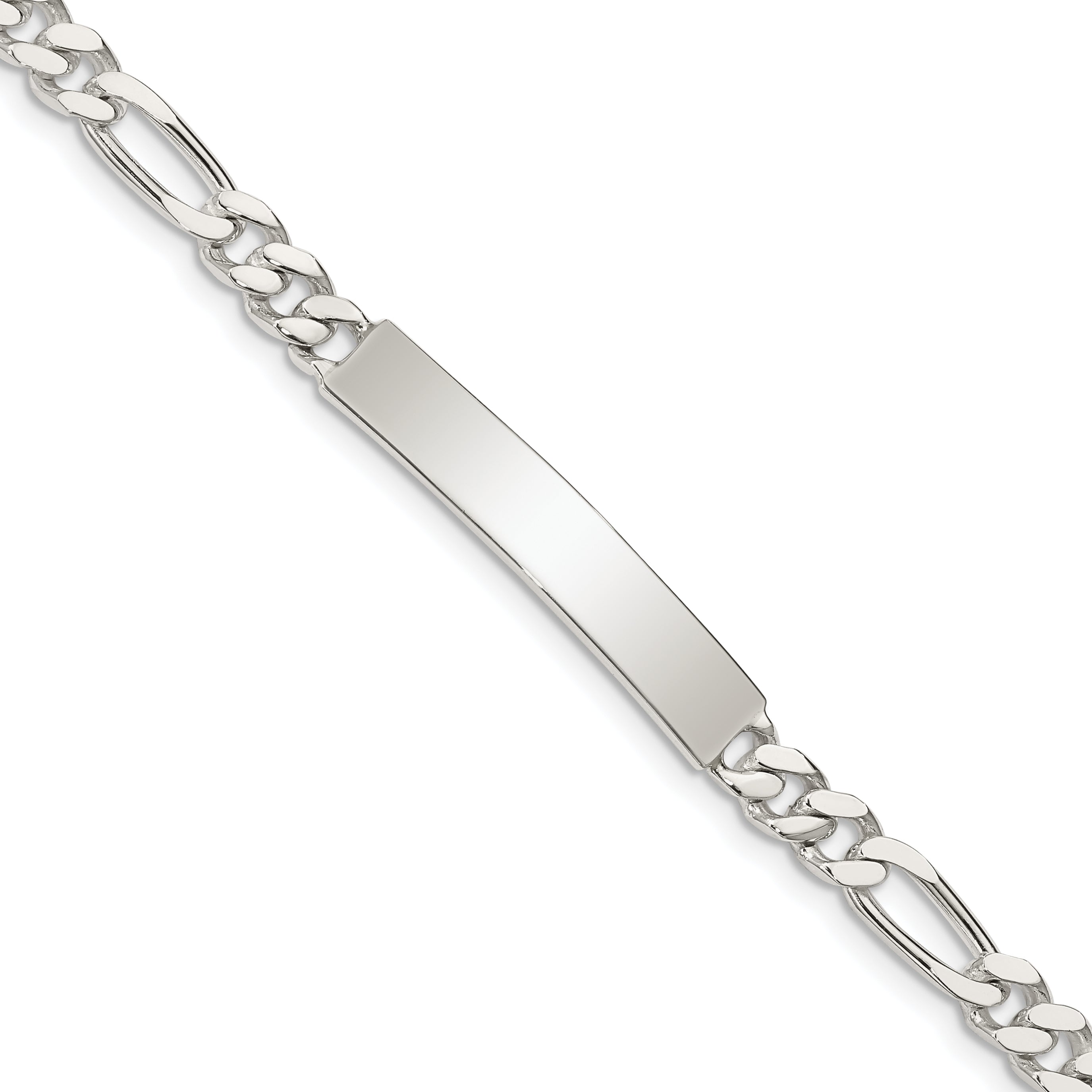 8.5 Inch Sterling Silver Polished Engraveable Figaro Link Id Bracelet