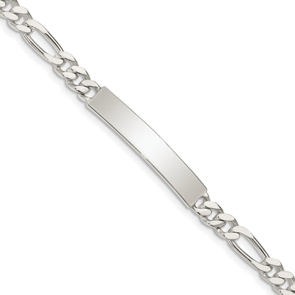 8.5 Inch Sterling Silver Polished Engraveable Figaro Link Id Bracelet