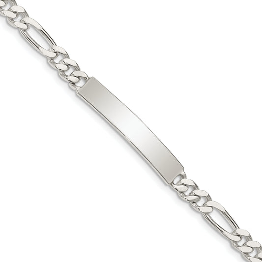 8.5 Inch Sterling Silver Polished Engraveable Figaro Link Id Bracelet