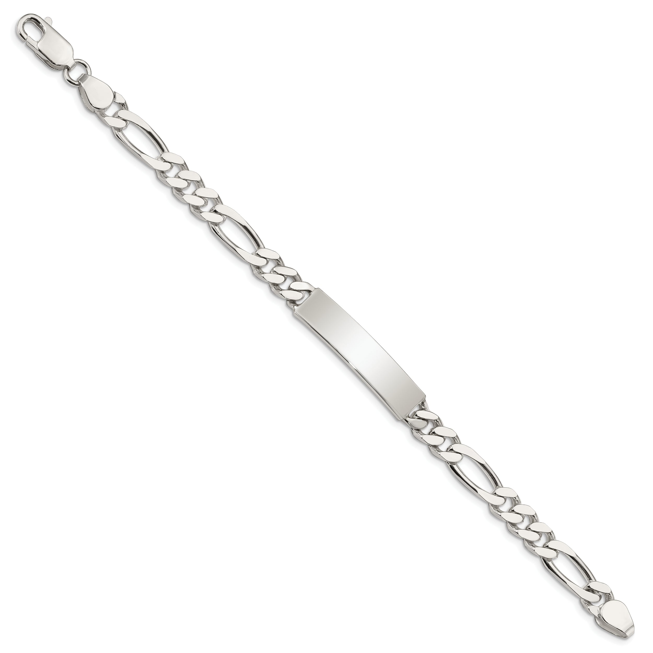 8.5 Inch Sterling Silver Polished Engraveable Figaro Link Id Bracelet