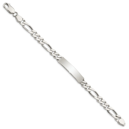 8.5 Inch Sterling Silver Polished Engraveable Figaro Link Id Bracelet