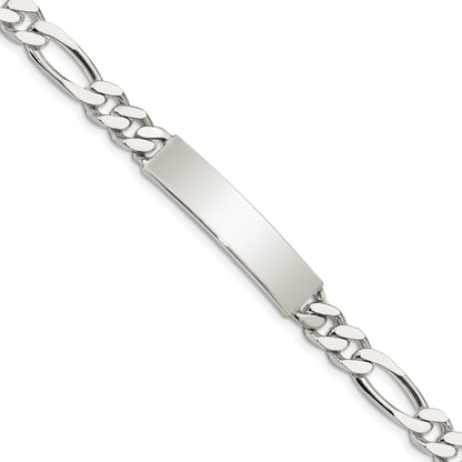 7.5 Inch Sterling Silver Polished Engraveable Figaro Link Id Bracelet