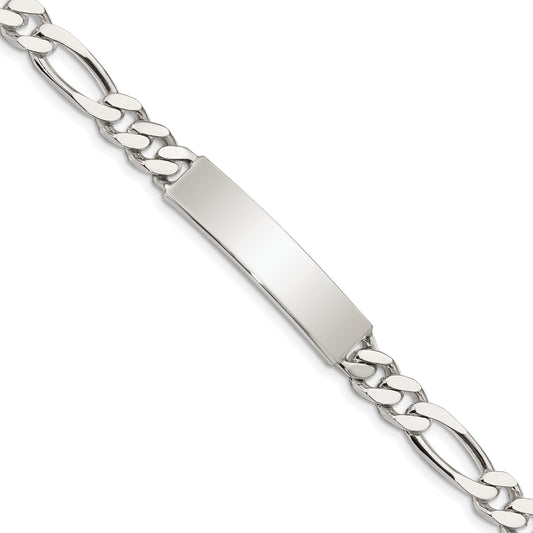 8.5 Inch Sterling Silver Polished Engraveable Figaro Link Id Bracelet