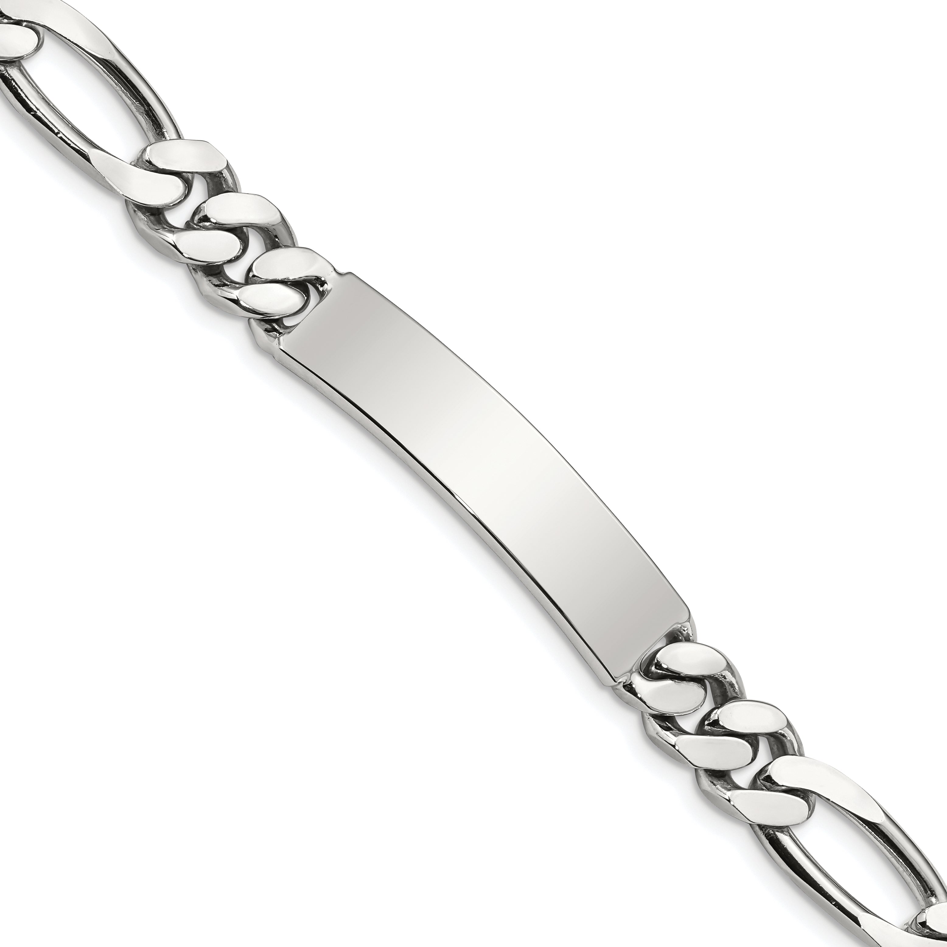 8.5 Inch Sterling Silver Polished Engraveable Figaro Link Id Bracelet