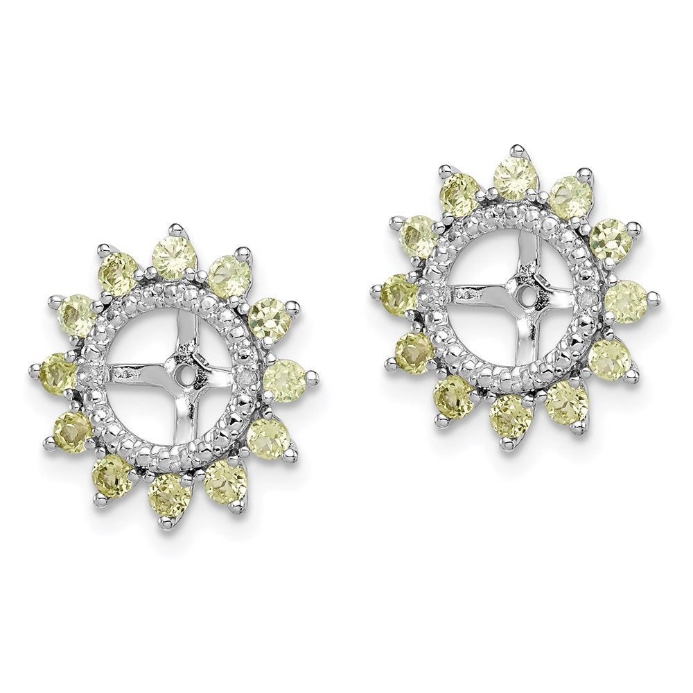 Sterling Silver Rhodium Diam. & Peridot Earring Jacket