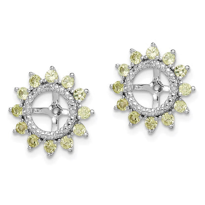 Sterling Silver Rhodium Diam. & Peridot Earring Jacket