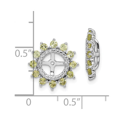 Sterling Silver Rhodium Diam. & Peridot Earring Jacket