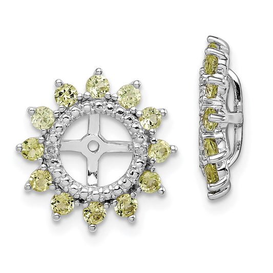 Sterling Silver Rhodium Diam. & Peridot Earring Jacket