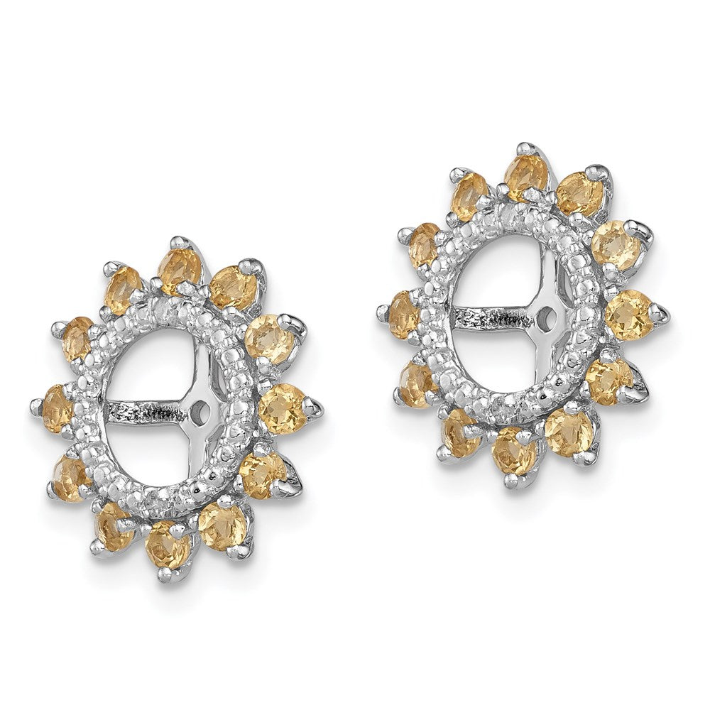 Sterling Silver Rhodium Diam. & Citrine Earring Jacket
