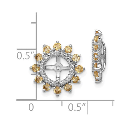 Sterling Silver Rhodium Diam. & Citrine Earring Jacket