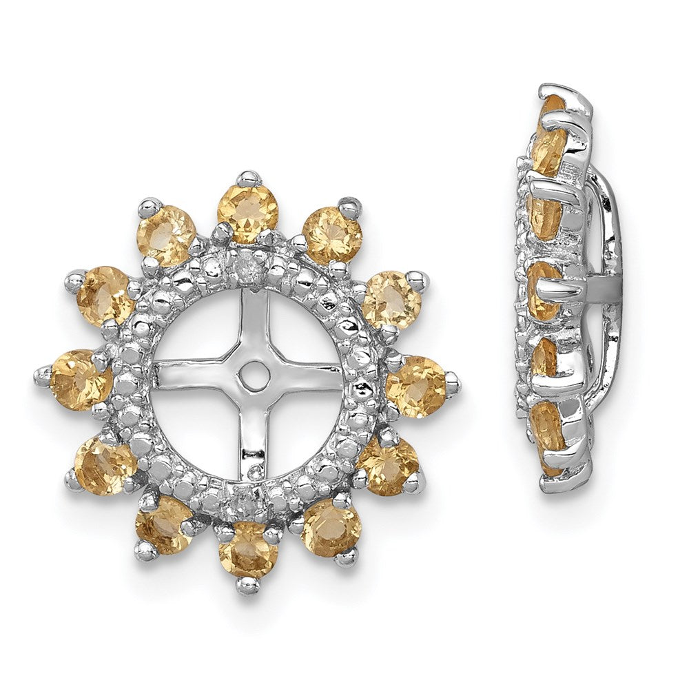 Sterling Silver Rhodium Diam. & Citrine Earring Jacket