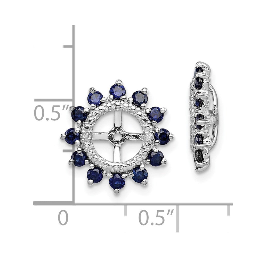 Sterling Silver Rhodium Diam. & Created Sapphire Earring Jacket