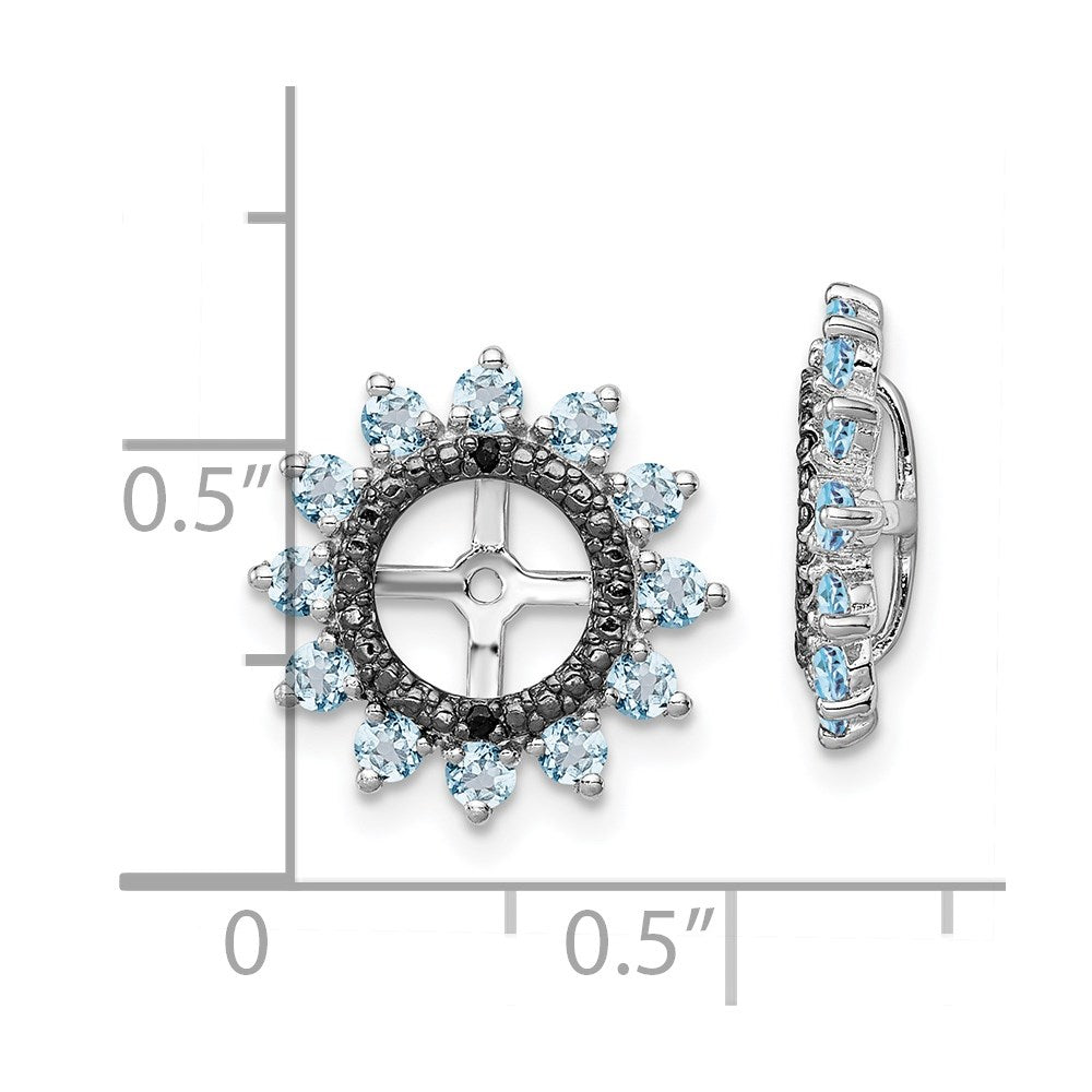 Sterling Silver Rhodium Swiss Blue Topaz & Black Sapphire Earring Jacket