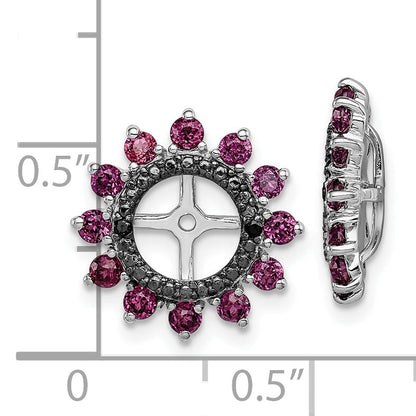Sterling Silver Rhodium Rhodolite Garnet & Black Sapphire Earring Jacket
