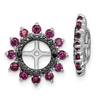 Sterling Silver Rhodium Rhodolite Garnet & Black Sapphire Earring Jacket