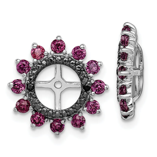 Sterling Silver Rhodium Rhodolite Garnet & Black Sapphire Earring Jacket