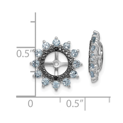 Sterling Silver Rhodium Aquamarine & Black Sapphire Earring Jacket