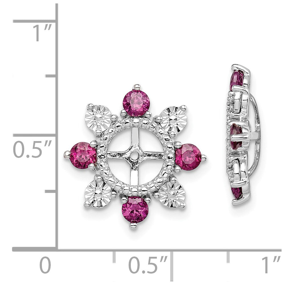Sterling Silver Rhodium Rhodolite Garnet Earring Jacket