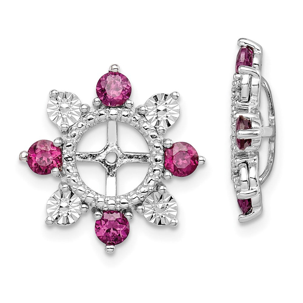 Sterling Silver Rhodium Rhodolite Garnet Earring Jacket