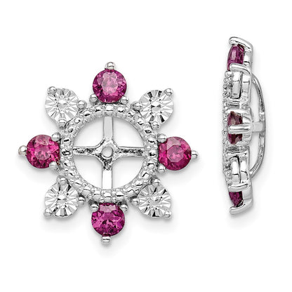 Sterling Silver Rhodium Rhodolite Garnet Earring Jacket