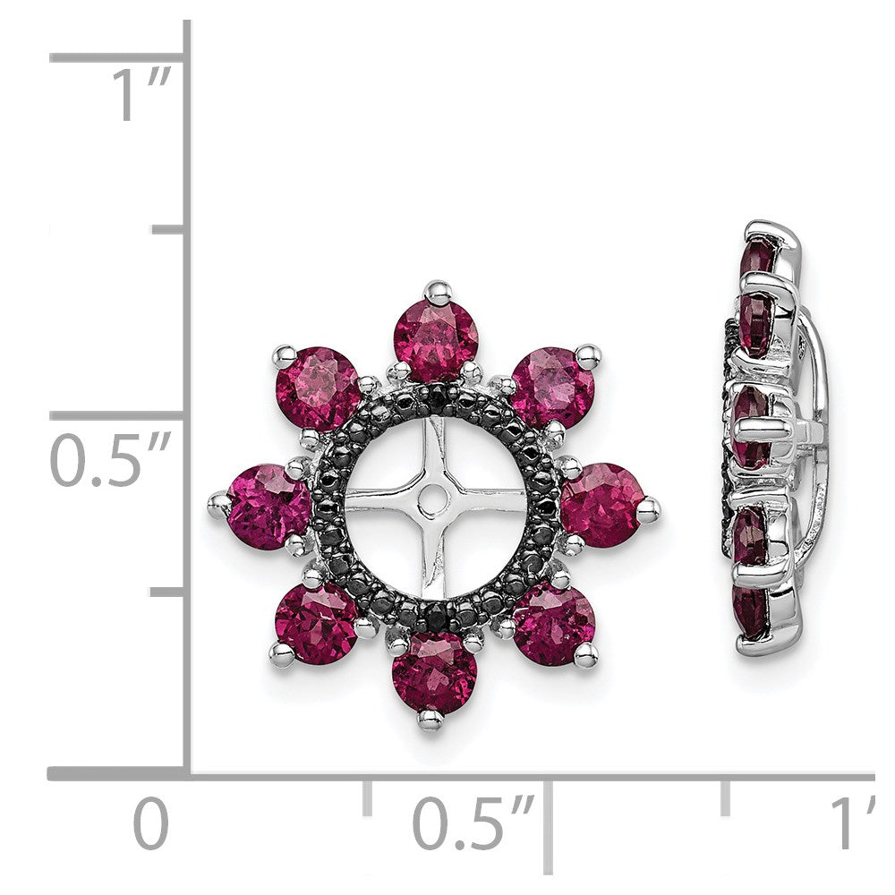 Sterling Silver Rhodium Rhodolite Garnet & Black Sapphire Earring Jacket