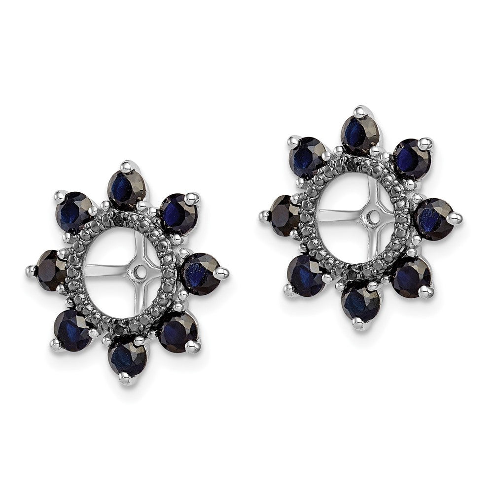 Sterling Silver Rhodium Created Sapphire & Black Earring Jacket