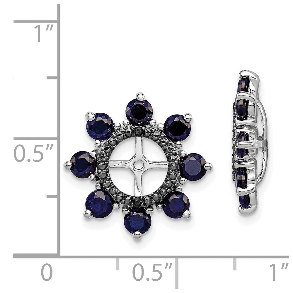 Sterling Silver Rhodium Created Sapphire & Black Earring Jacket