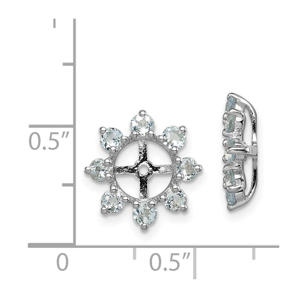 Sterling Silver Rhodium Aquamarine Earring Jacket