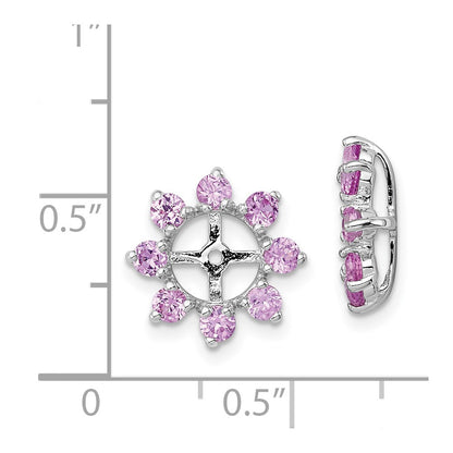 Sterling Silver Rhodium Created Pink Sapphire Earring Jacket