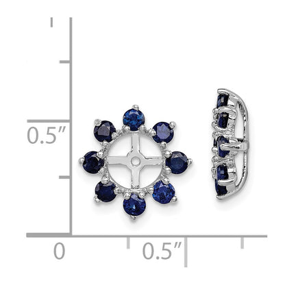 Sterling Silver Rhodium Created Sapphire Earring Jacket