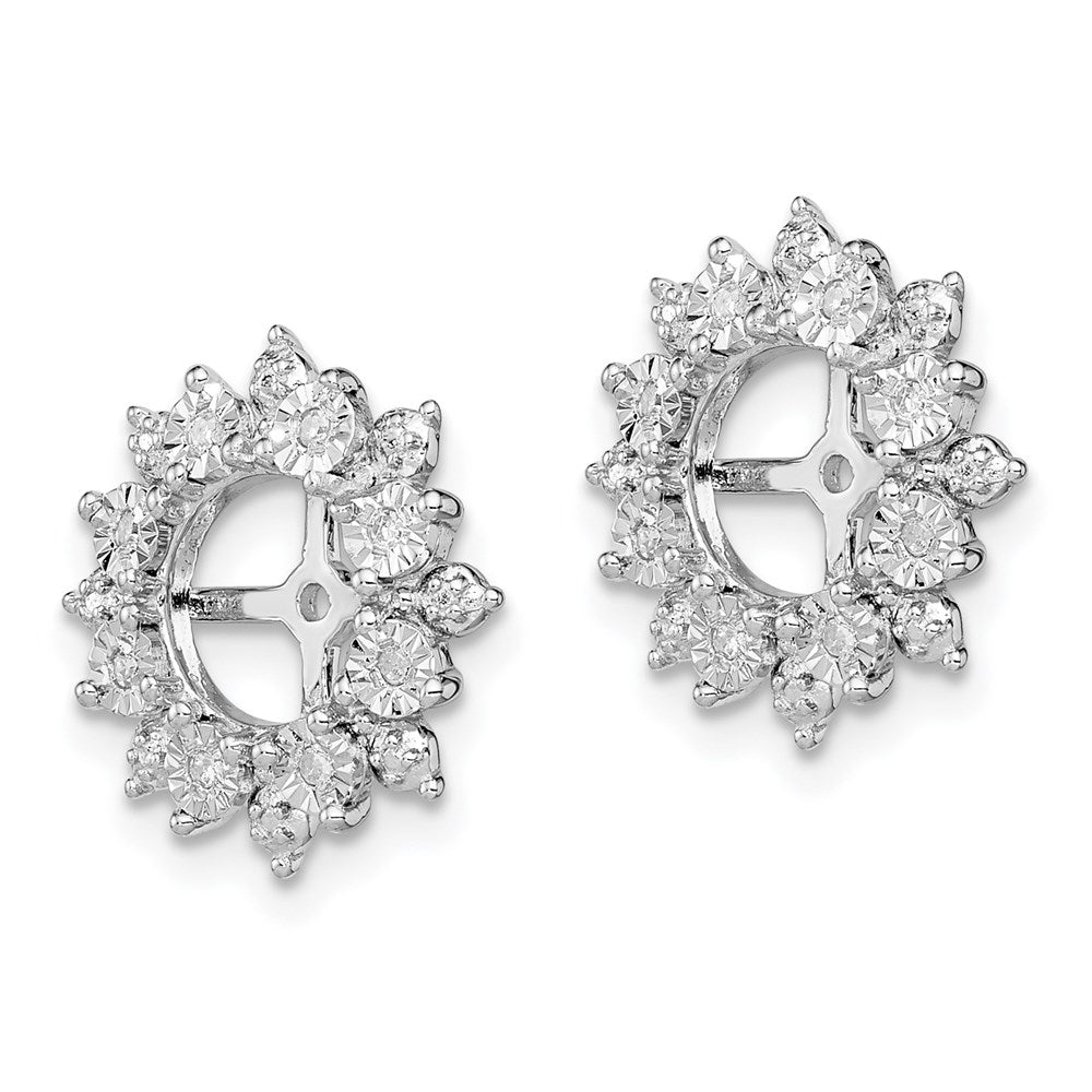 Sterling Silver Rhodium Diam. Earring Jacket