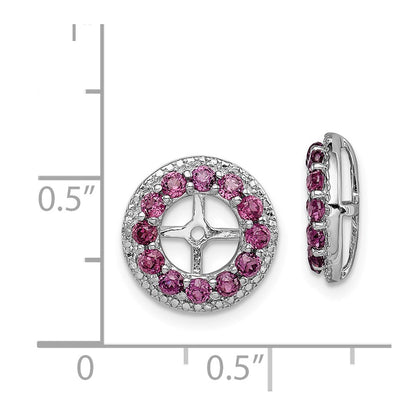 Sterling Silver Rhodium Diam. & Rhodolite Garnet Earring Jacket