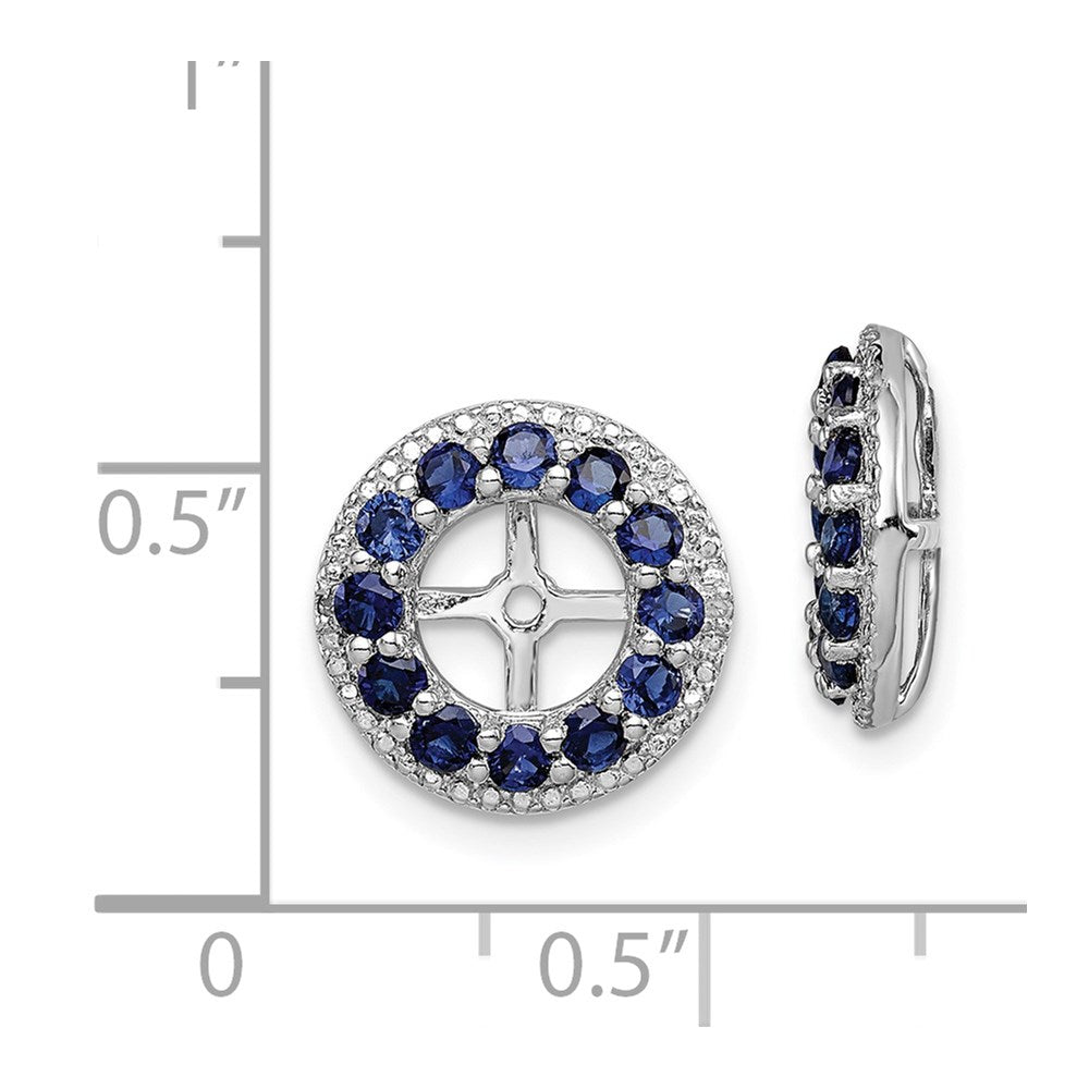 Sterling Silver Rhodium Diam. & Created Sapphire Earring Jacket