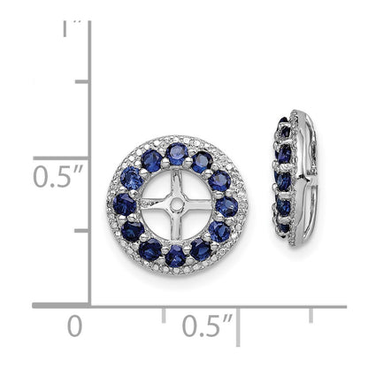 Sterling Silver Rhodium Diam. & Created Sapphire Earring Jacket