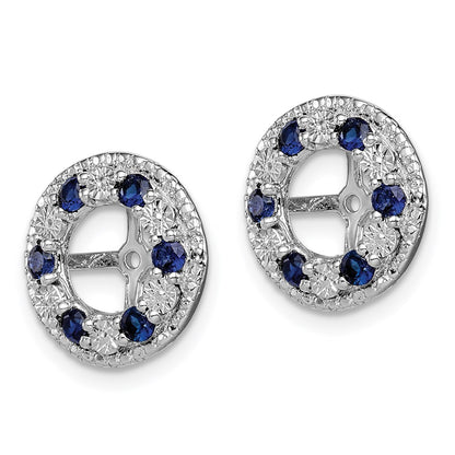 Sterling Silver Rhodium Created Sapphire Earring Jacket