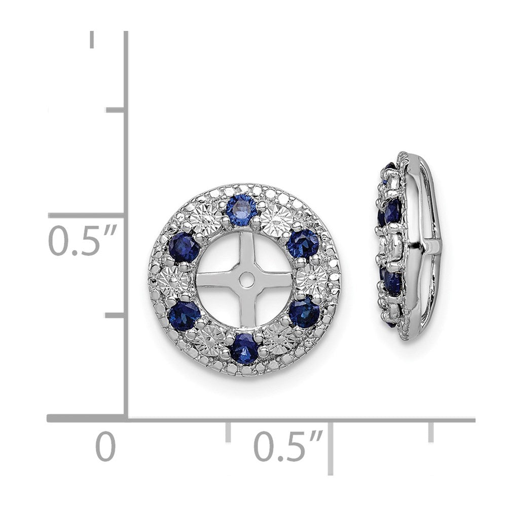 Sterling Silver Rhodium Created Sapphire Earring Jacket