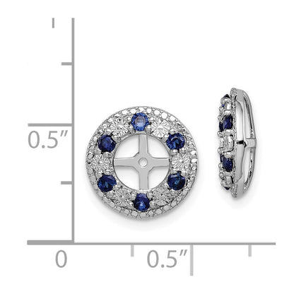 Sterling Silver Rhodium Created Sapphire Earring Jacket