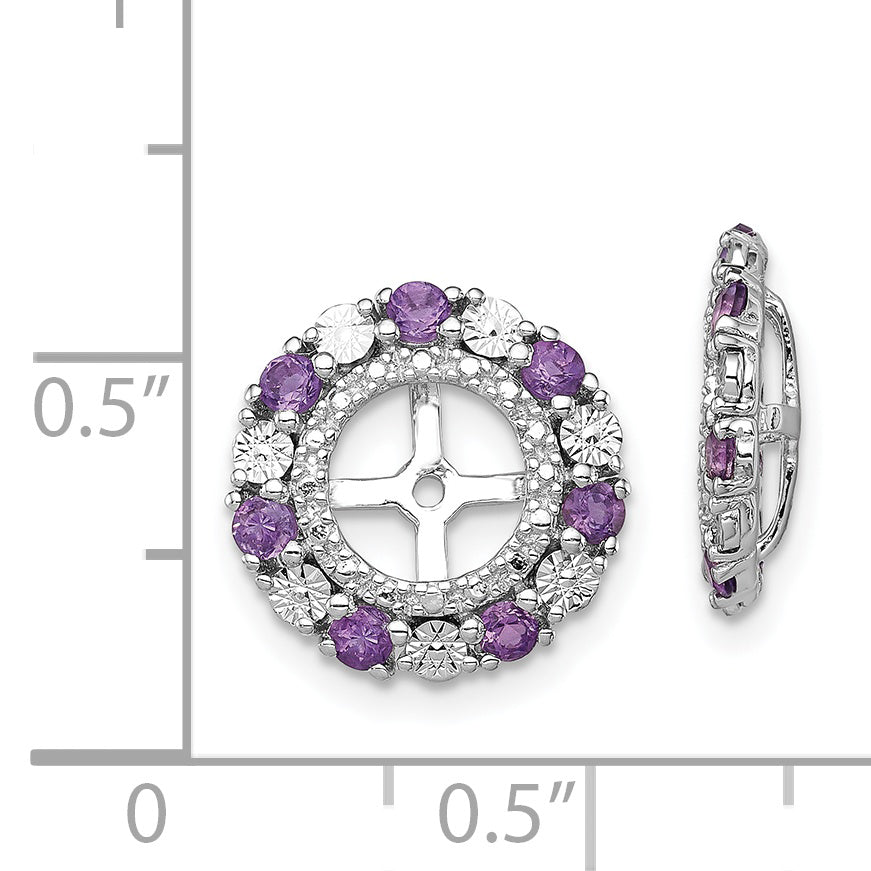 Sterling Silver Rhodium Amethyst Earring Jacket