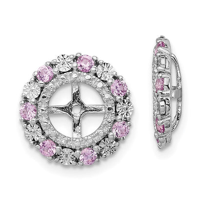 Sterling Silver Rhodium Created Pink Sapphire Earring Jacket