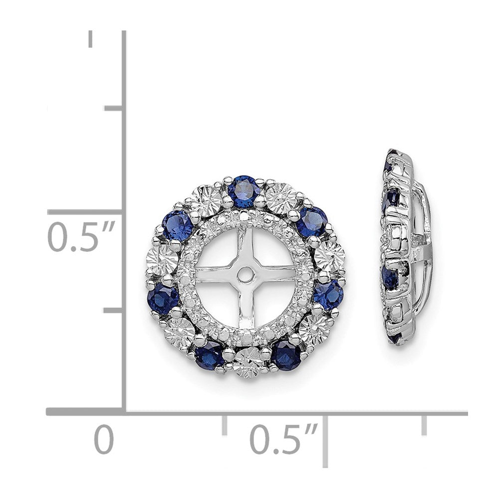 Sterling Silver Rhodium Created Sapphire Earring Jacket