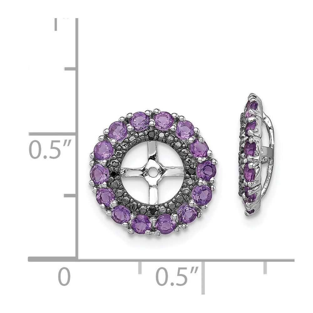 Sterling Silver Rhodium Amethyst & Black Sapphire Earring Jacket