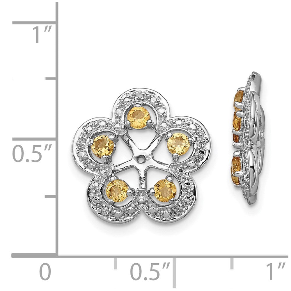 Sterling Silver Rhodium Diam. & Citrine Earring Jacket