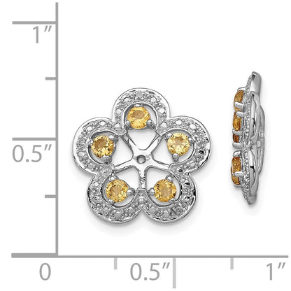 Sterling Silver Rhodium Diam. & Citrine Earring Jacket
