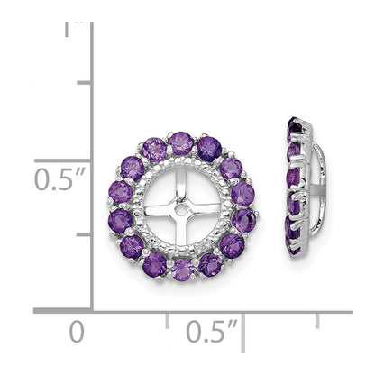 Sterling Silver Rhodium Diam. & Amethyst Earring Jacket