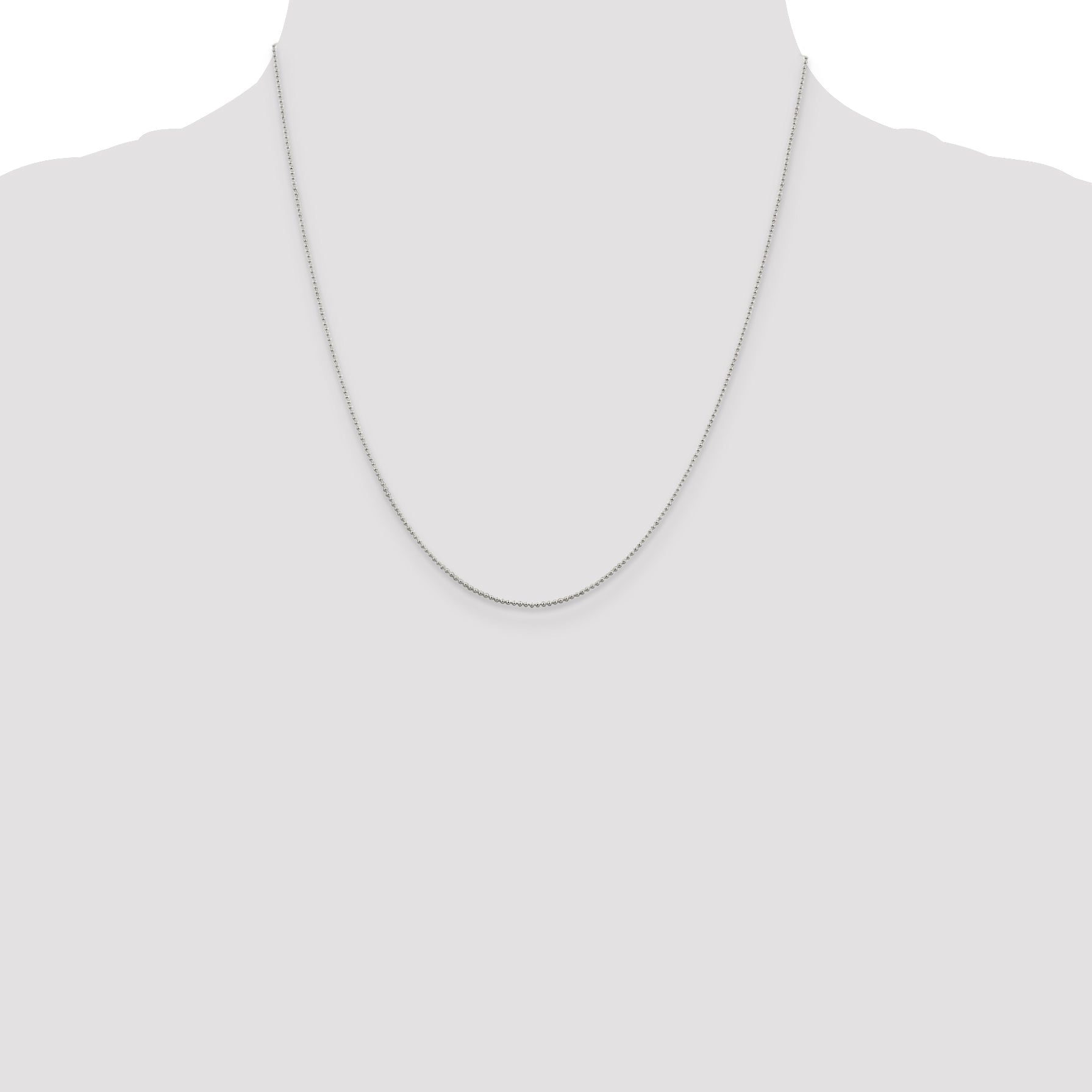 20 Inch Sterling Silver 1mm Beaded Chain Necklace