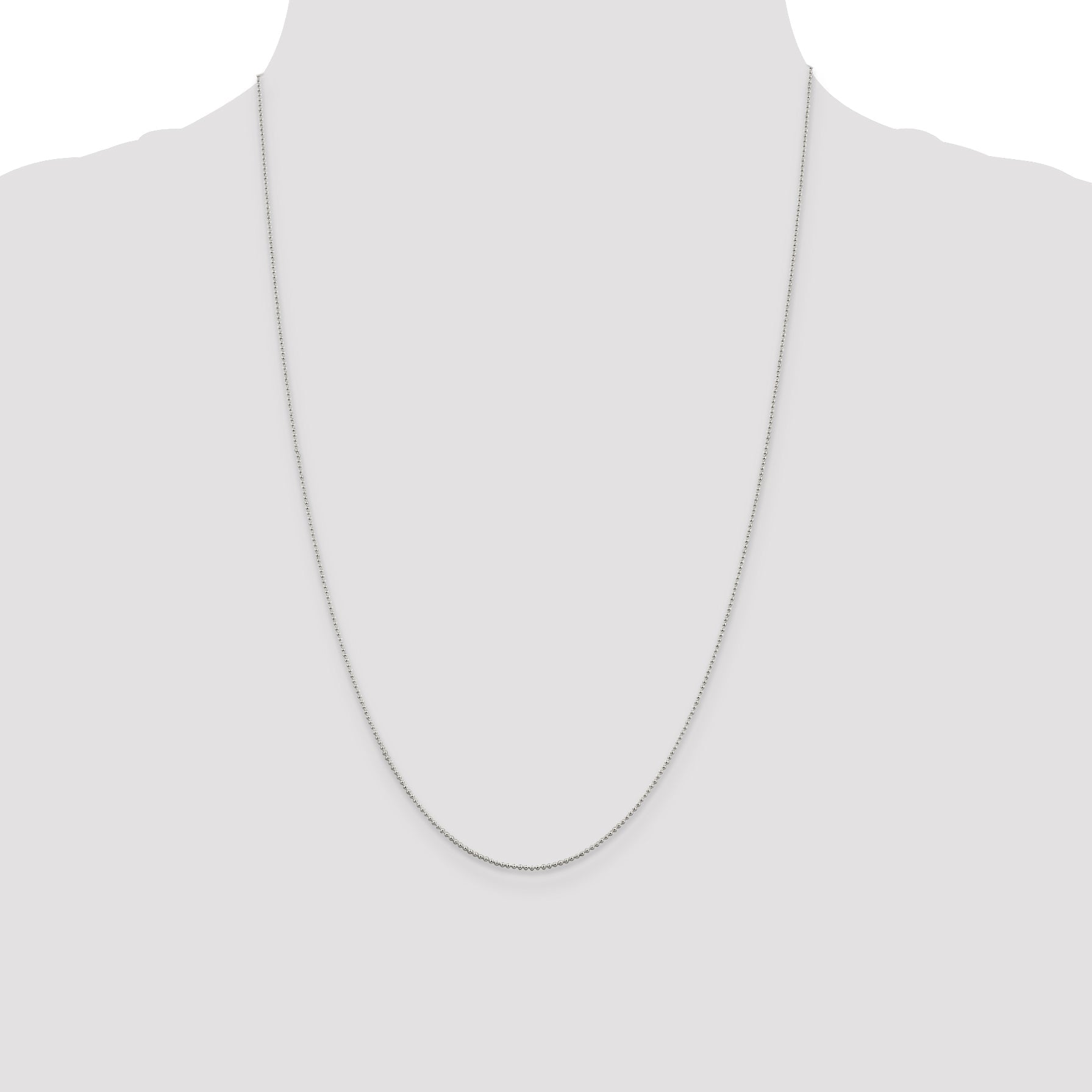 24 Inch Sterling Silver 1mm Beaded Chain Necklace