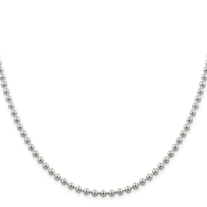 22 Inch Sterling Silver 4mm Beaded Chain Necklace