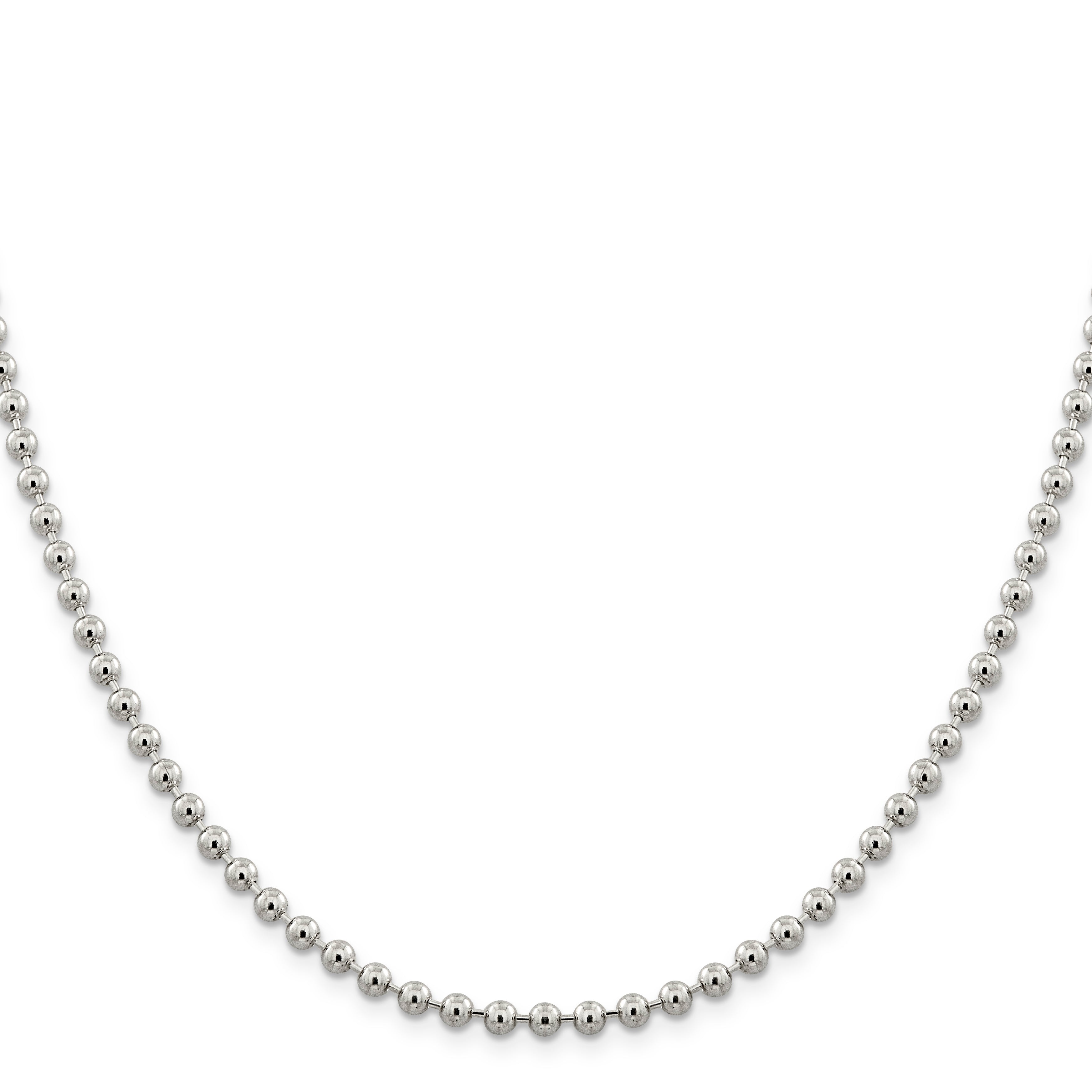 20 Inch Sterling Silver 4mm Beaded Chain Necklace