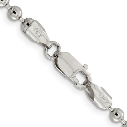 24 Inch Sterling Silver 4mm Beaded Chain Necklace